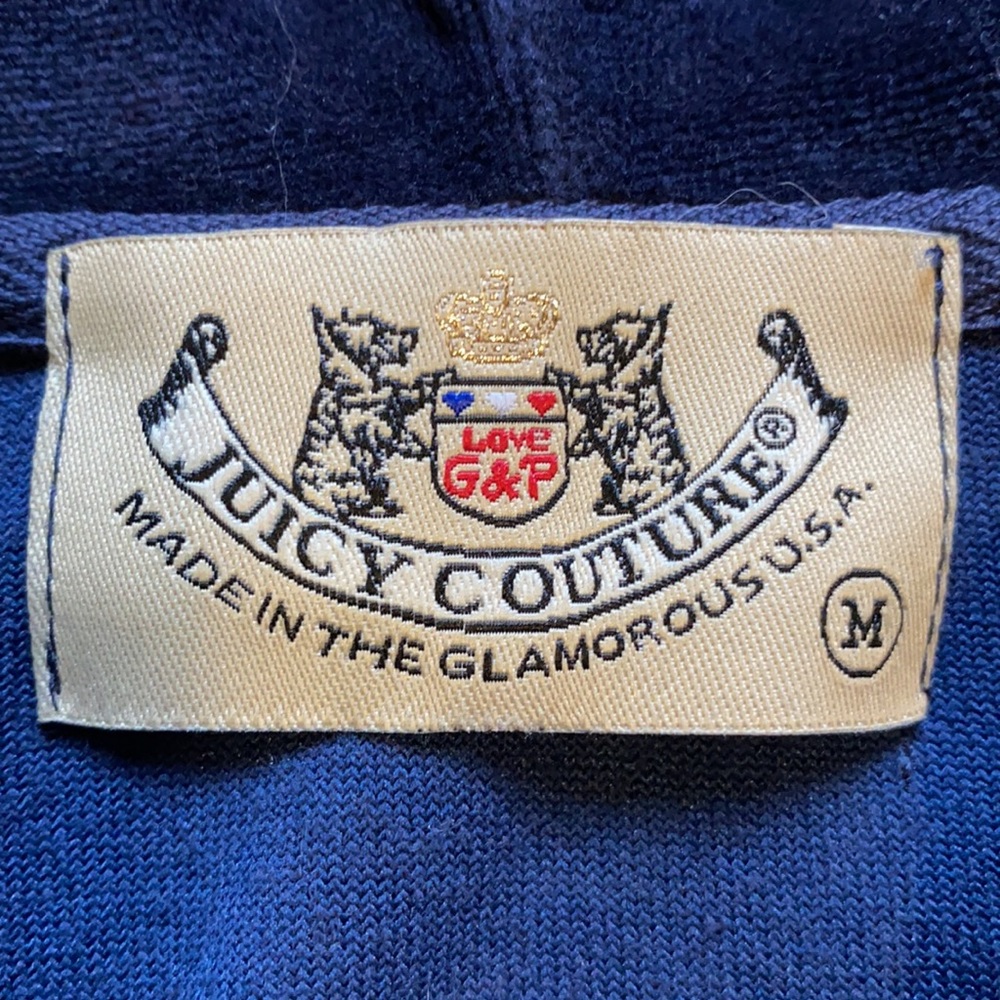 🪼[ Juicy Couture ]Classic Navy Blue Velour Tack Jacket - Picture 4 of 7